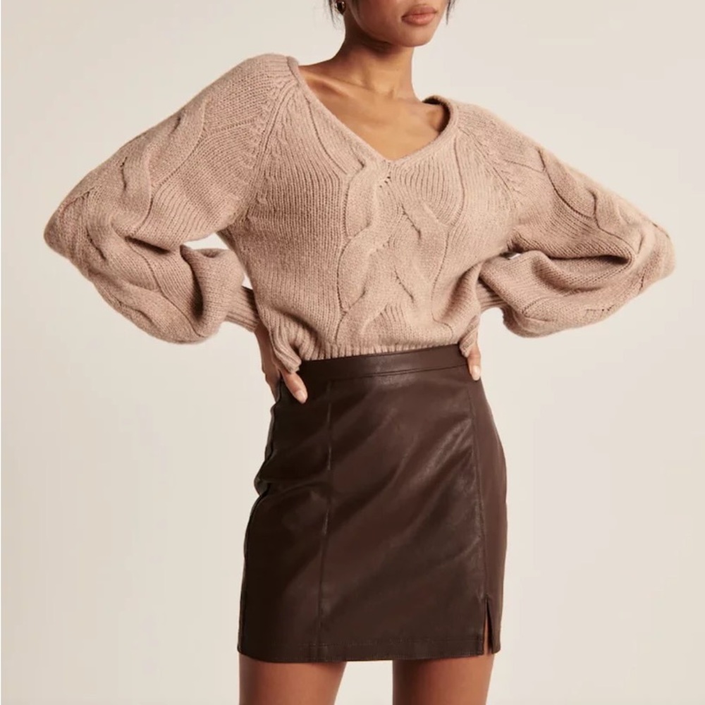 Abercrombie & Fitch brown vegan leather mini skirt